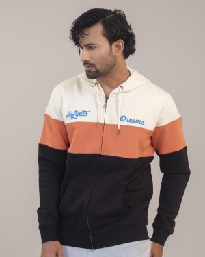 Panel Zip Hoodie With Pocket